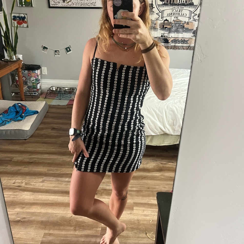 Black and White Dice Patterned Dress